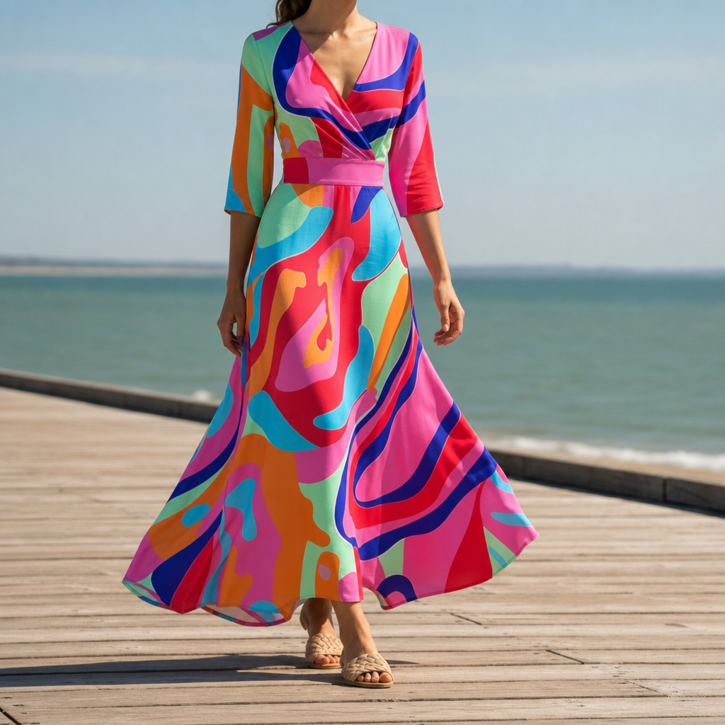 Kefalonia Floral Wrap Maxi Dress in Multi-colored