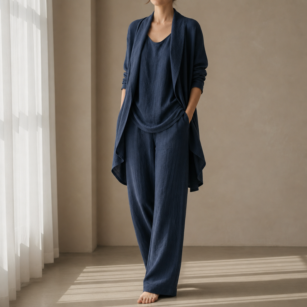 Montalcino Linen Three-Piece Set in Navy