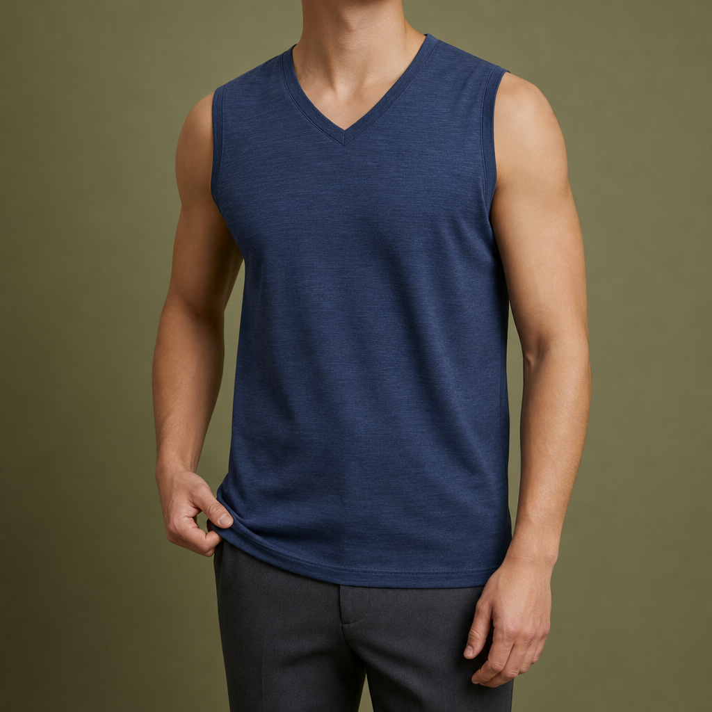 Avignon V-Neck Slim Tank in Navy