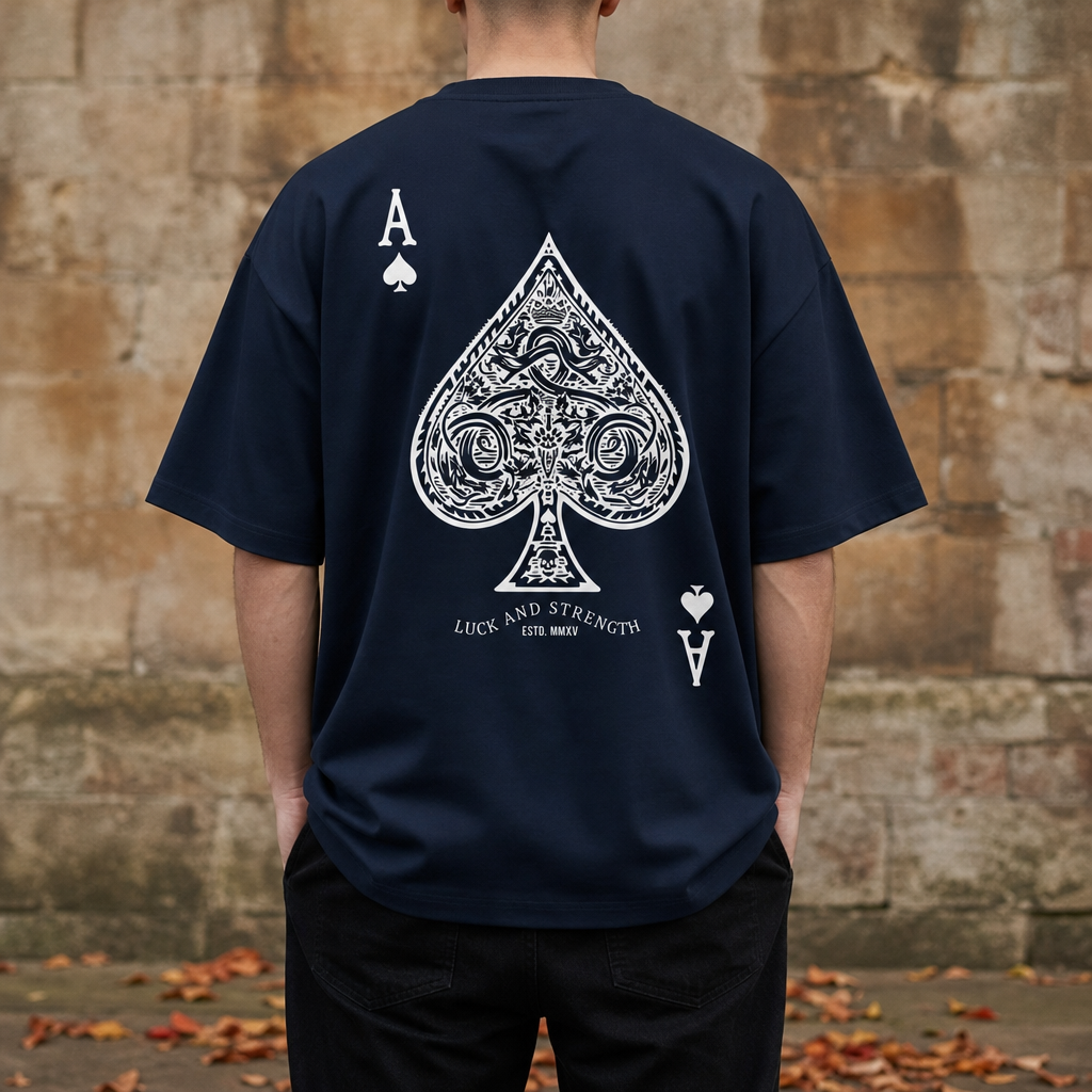 Rivello Ace of Spades Oversized Tee in Navy