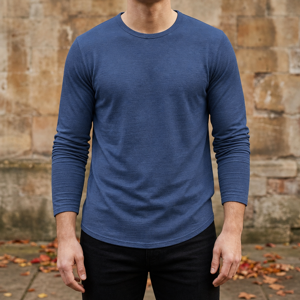 Volterra Long Sleeve Crew Tee in Navy