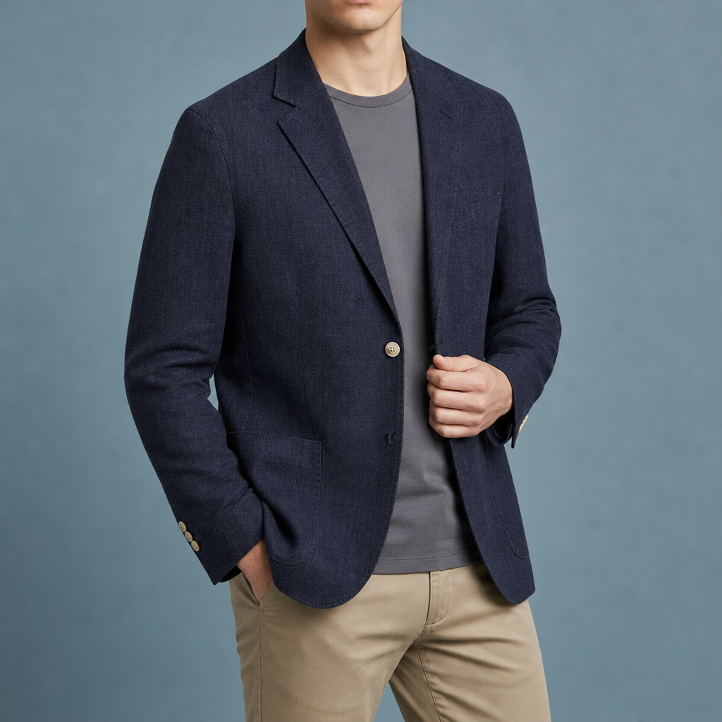 Mallorca Linen Blend Blazer in Navy