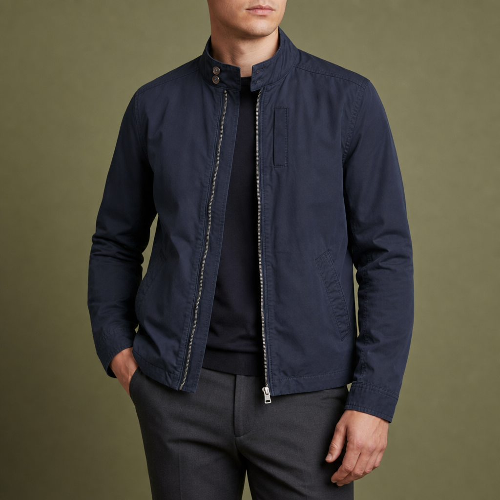 Javea Zip-Front Utility Jacket in Navy