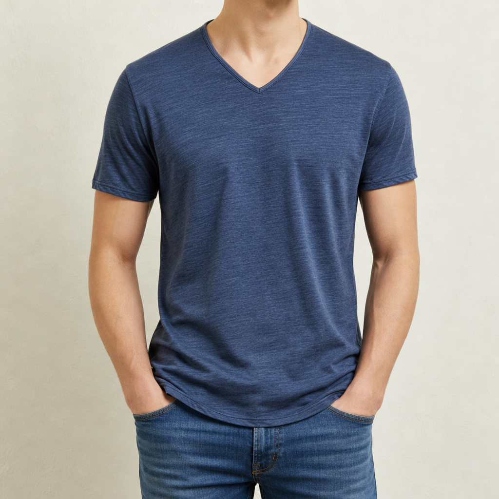 Modica Slim Fit V-Neck Tee in Navy