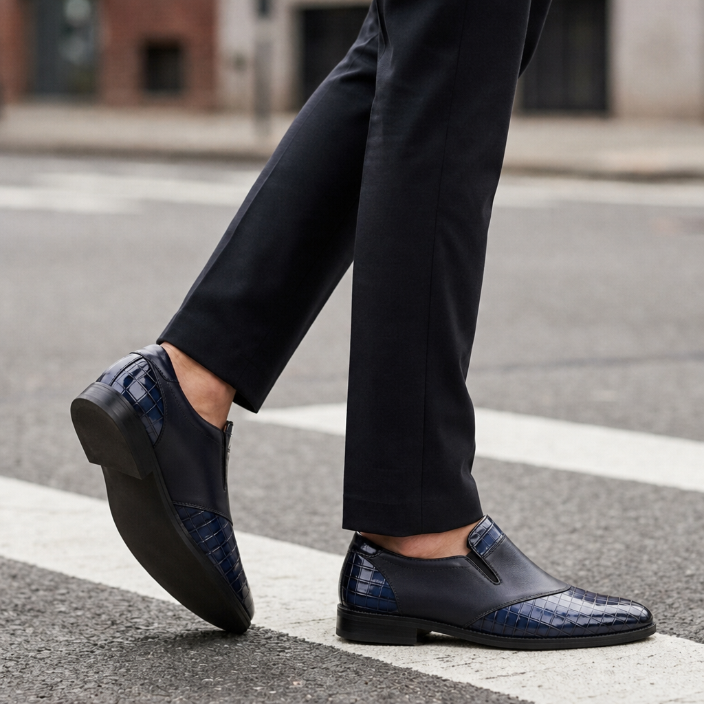 Patmos Two-Tone Leather Loafers in Navy