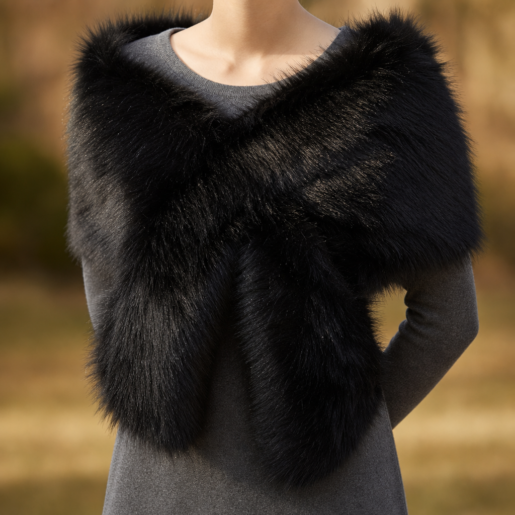 Rab Faux Fur Wrap Shawl in Obsidian