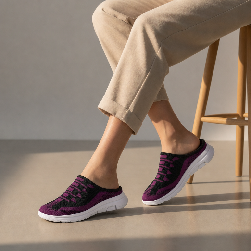 Sifnos Mesh Knit Mule Sneakers in Purple
