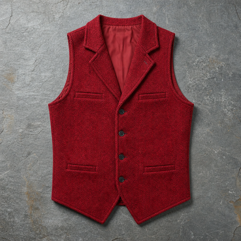 Avila Slim Fit Business Vest in Red