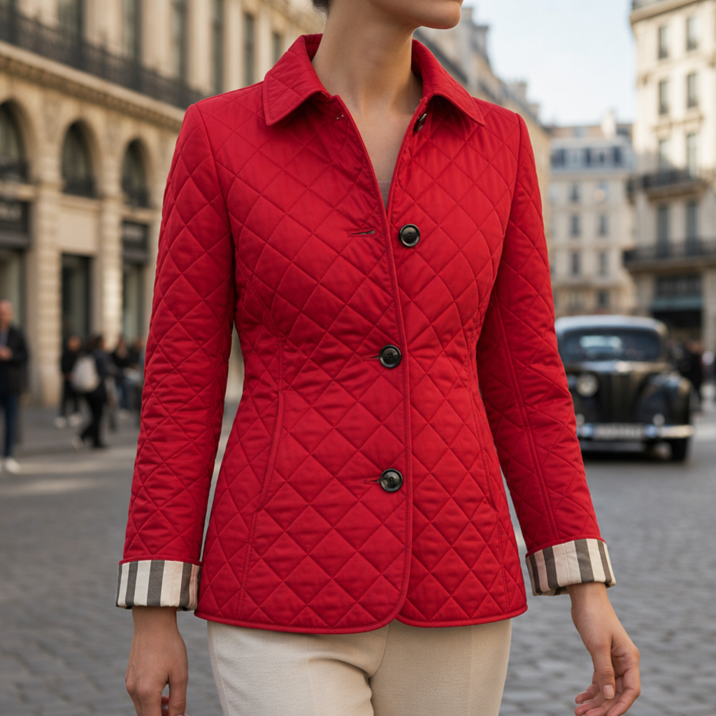 Assisi Quilted Diamond Jacket in Red