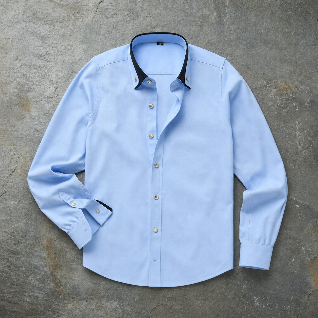 Carcassonne Contrast Collar Dress Shirt in Sky
