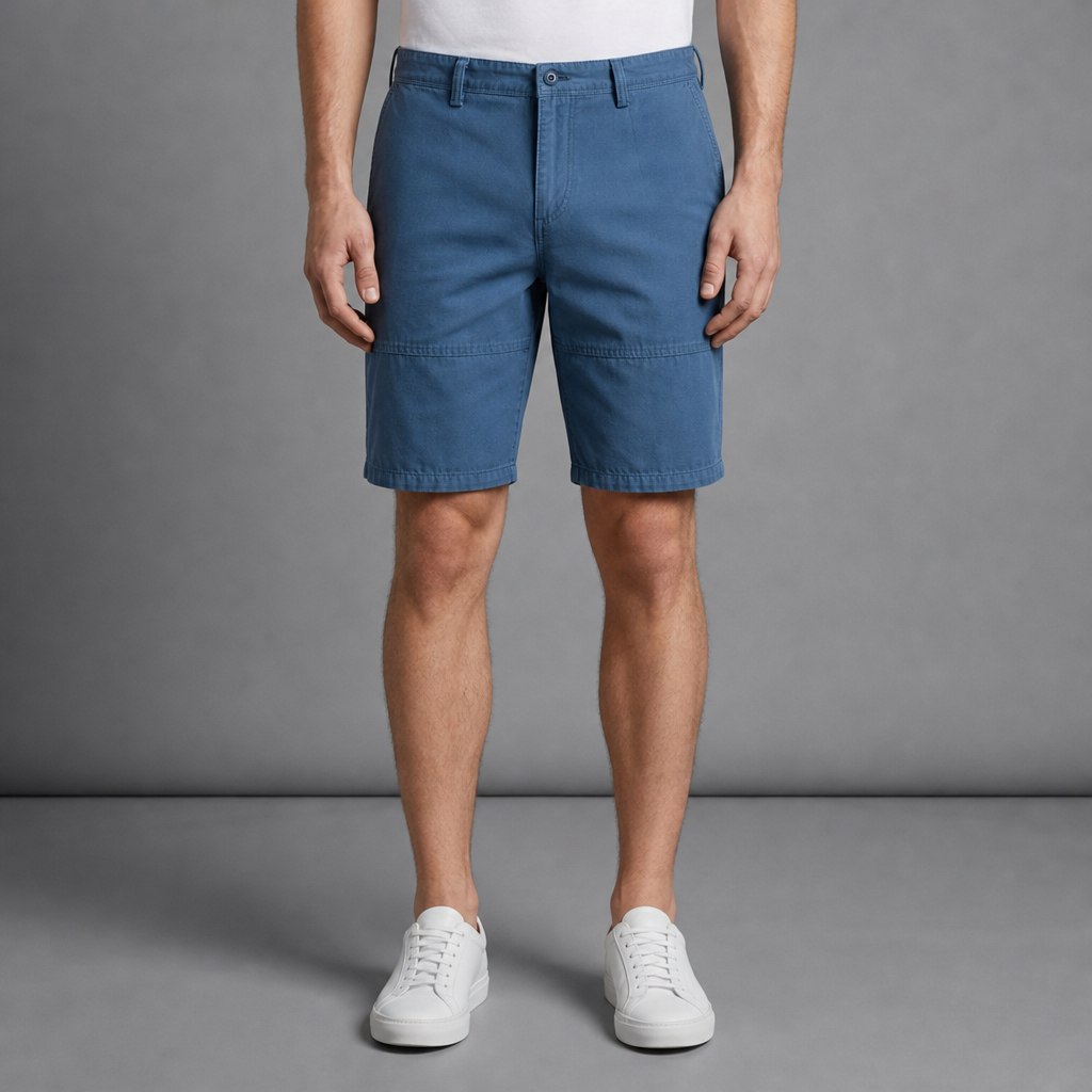Denia Cotton Chino Shorts in Slate Blue