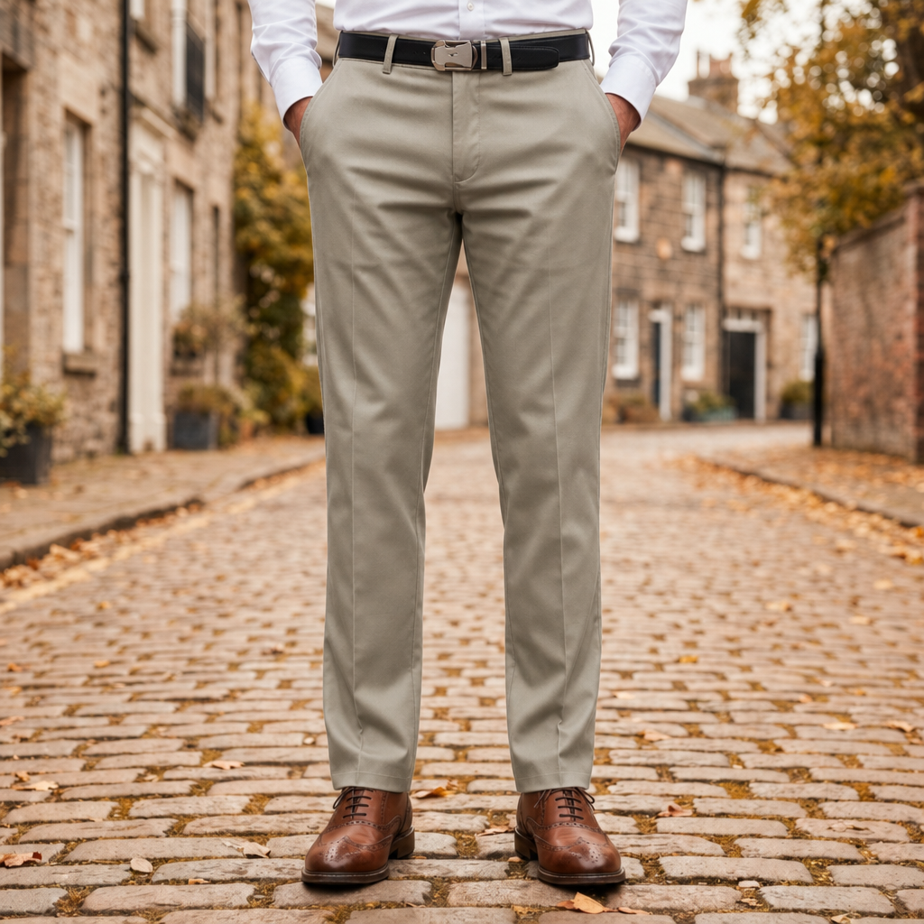 Perugia Slim Fit Dress Pants in Stone