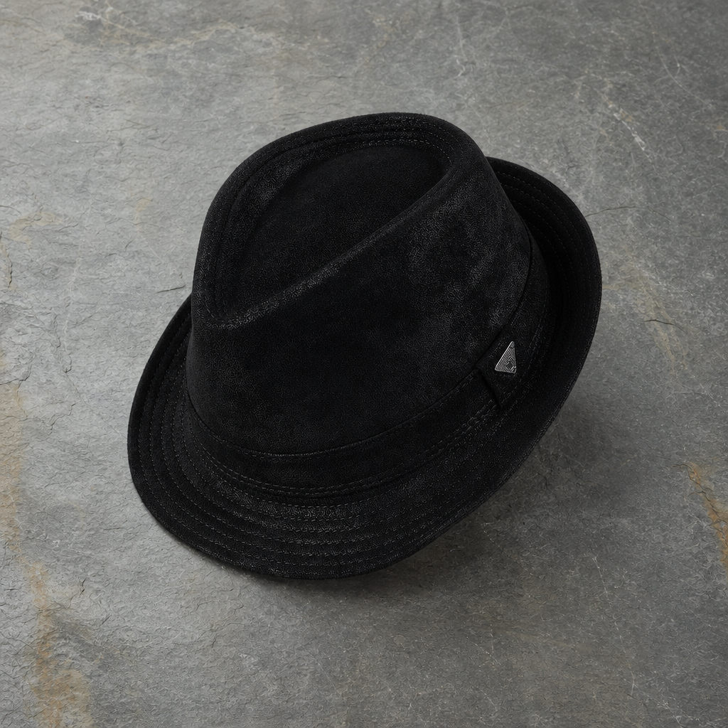 Dubrovnik Leather Bucket Hat in Suede Black