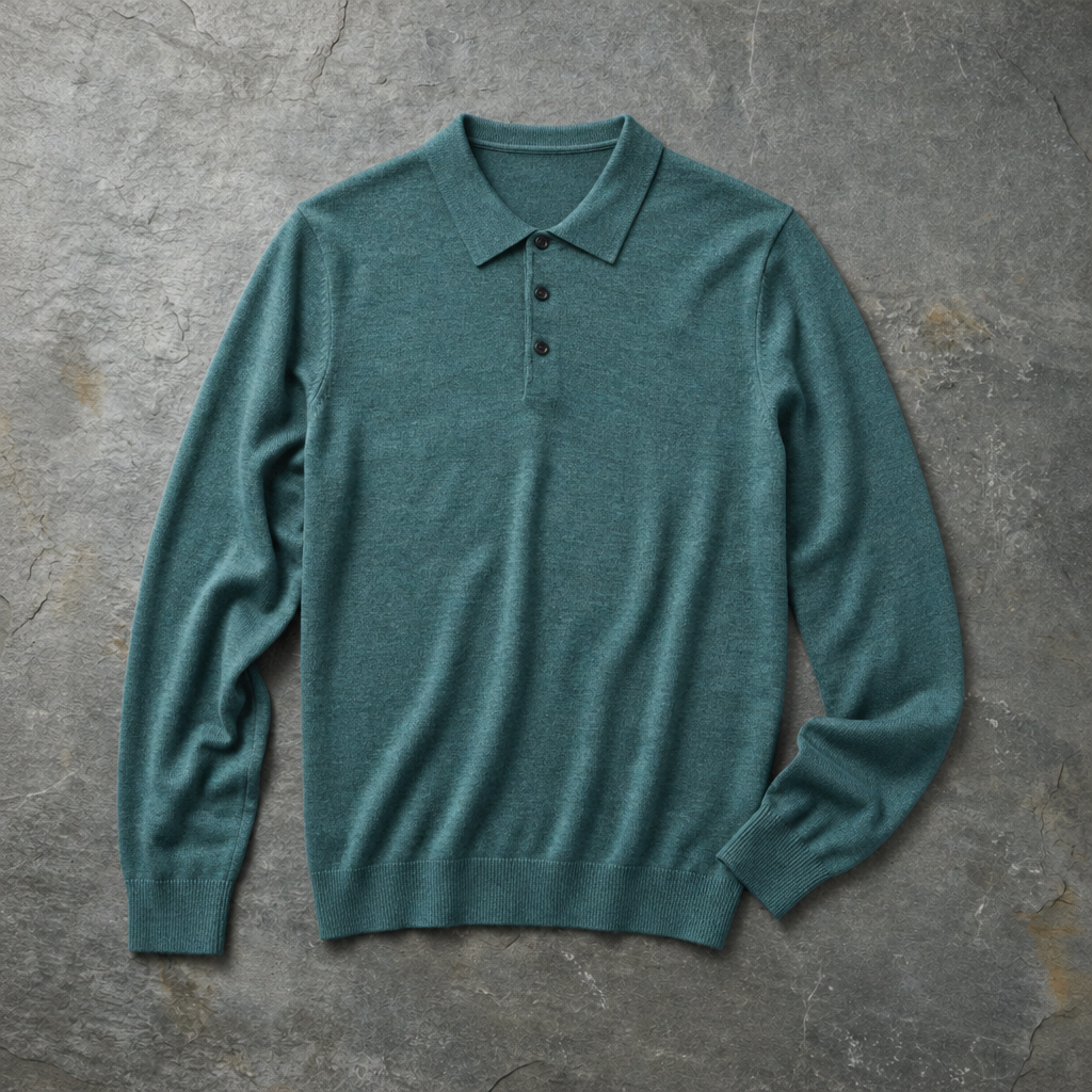 Guimaraes Knit Polo Sweater in Teal