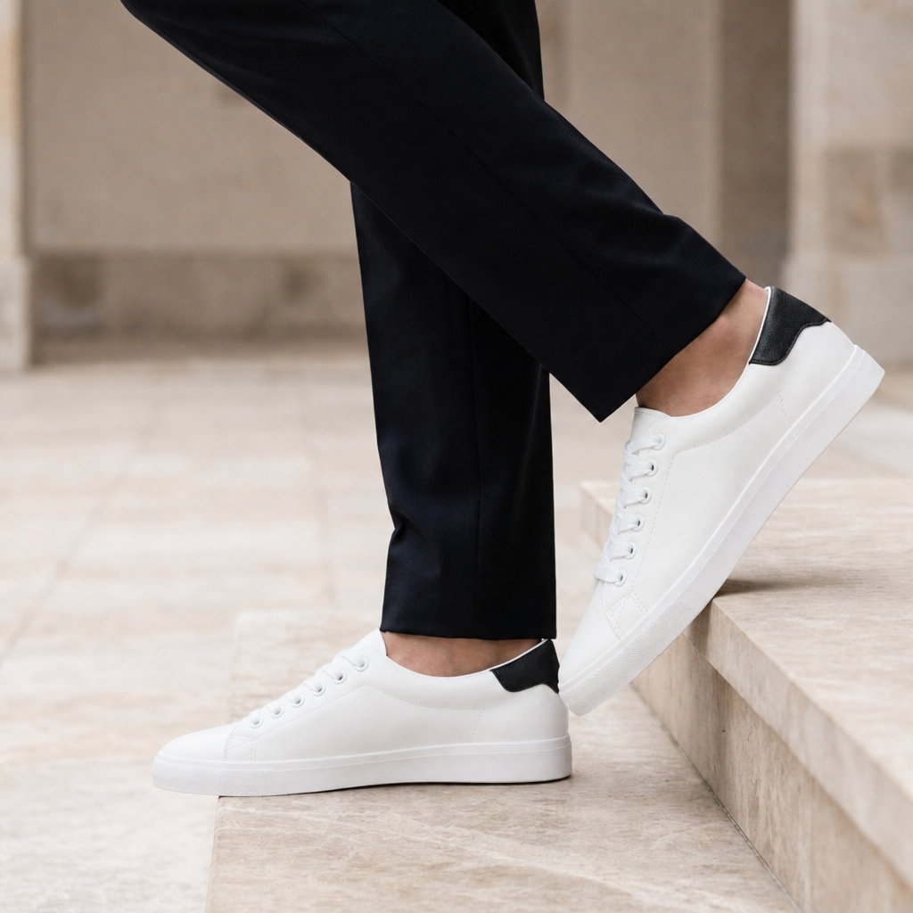 Apt Leather Casual Sneakers in White Contrast