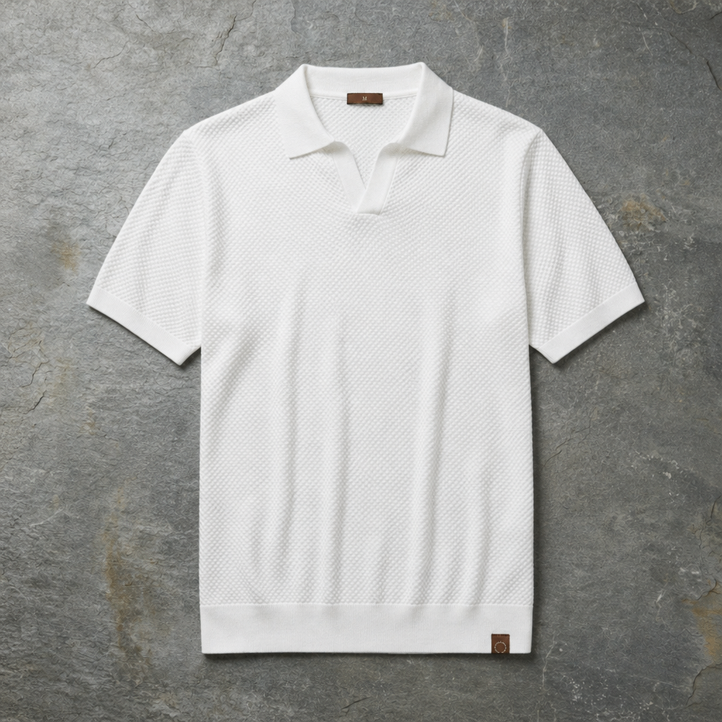 Tivoli Waffle Knit Polo in White