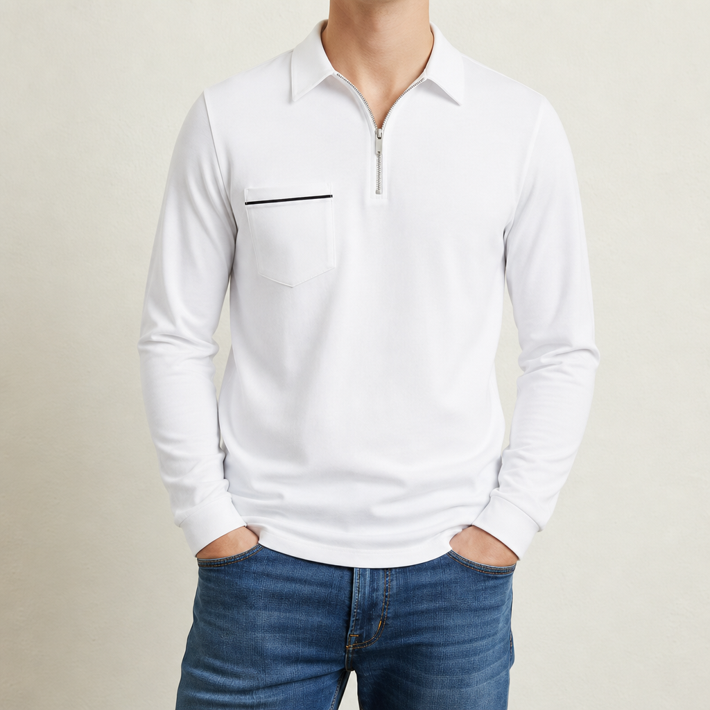 Ralphy Long Sleeve Polo Shirt in White