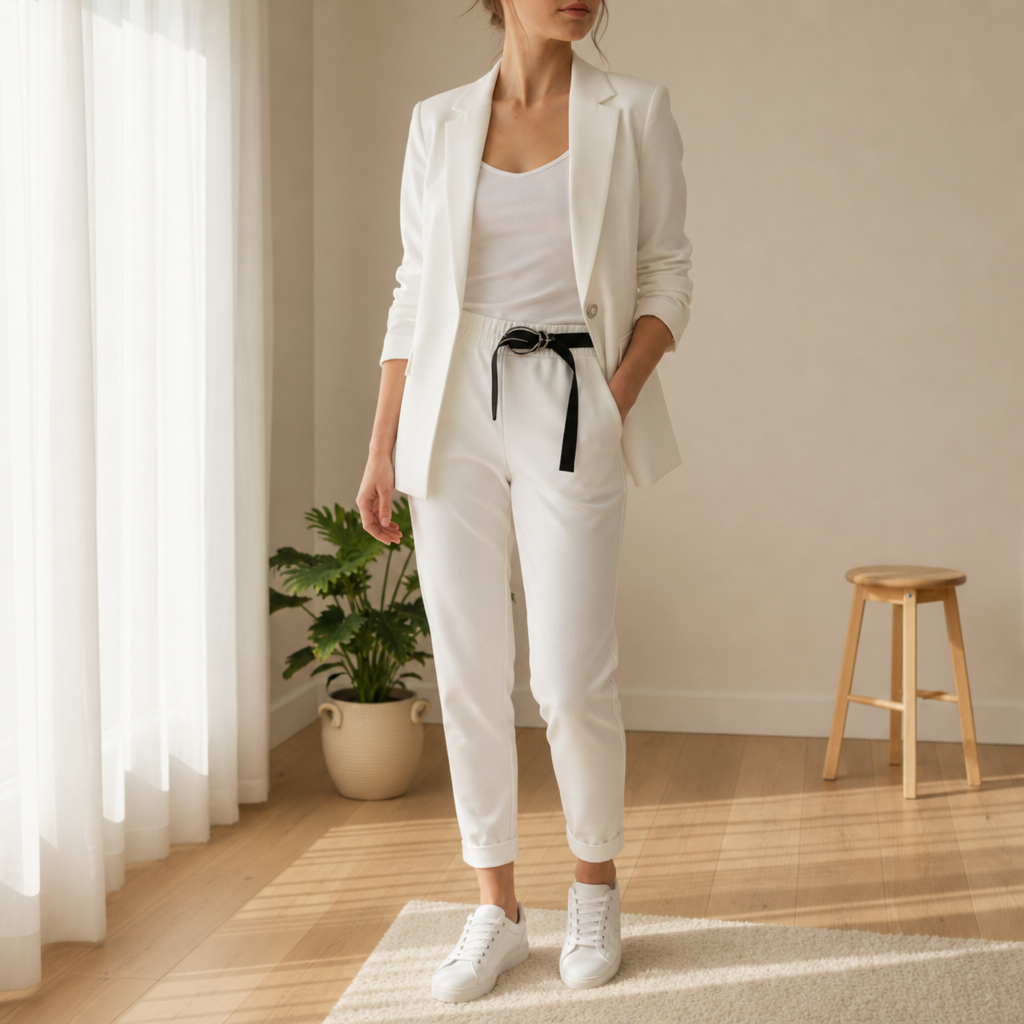 Rapallo Blazer Jogger Co-ord Set in White