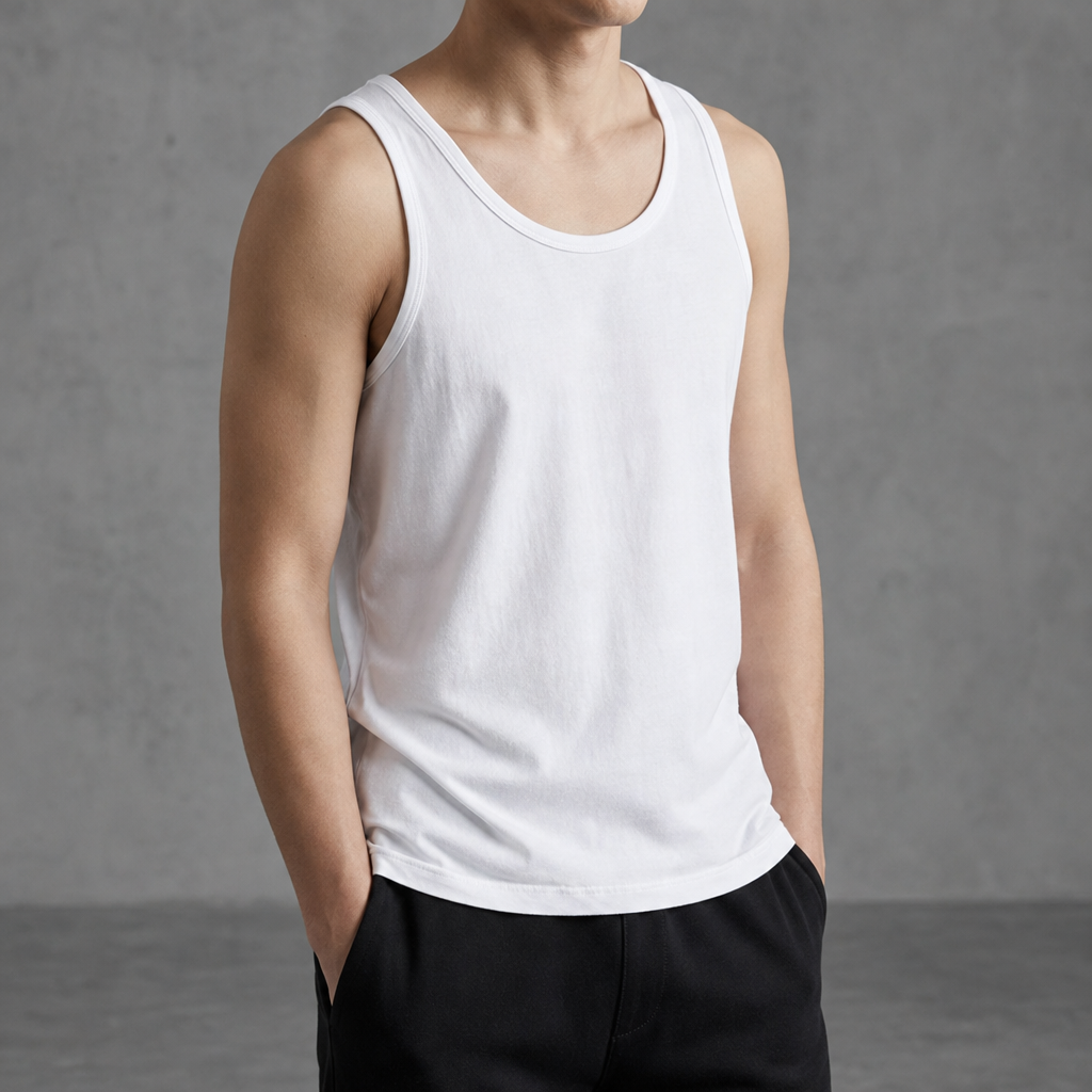 Omodos Cotton Scoop Neck Tank in White