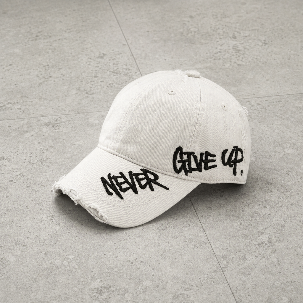 Denia Distressed Denim Cap in White