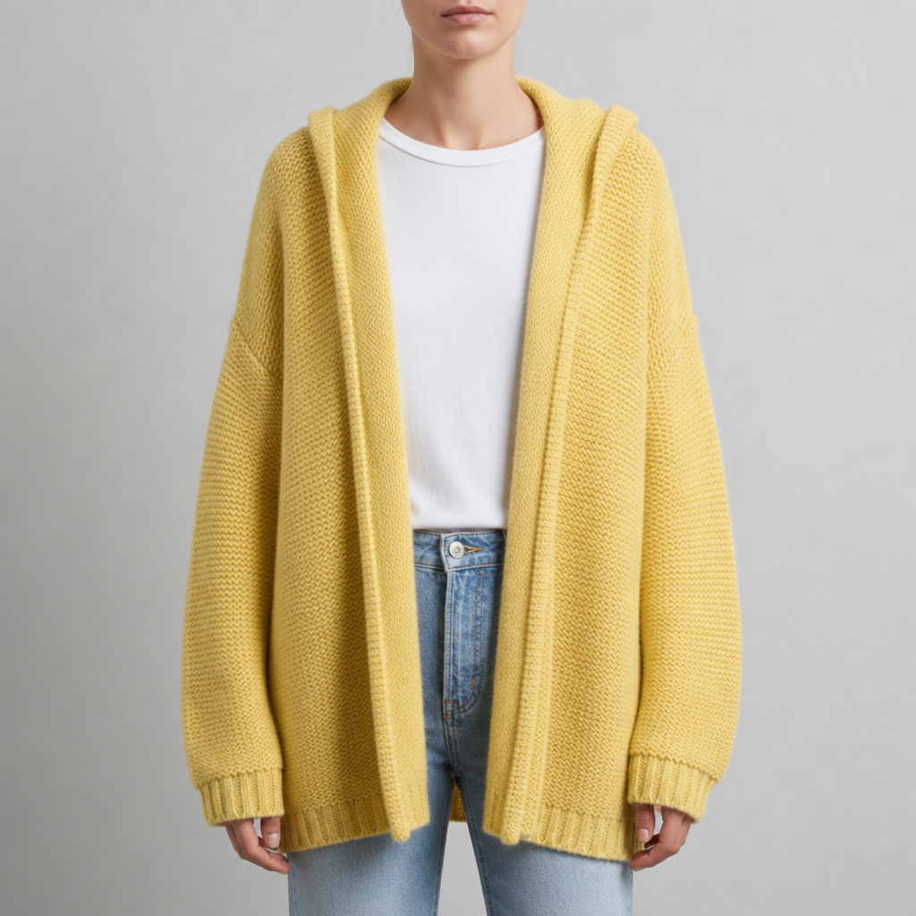 Mallorca Oversized Hooded Cardigan in Yellow