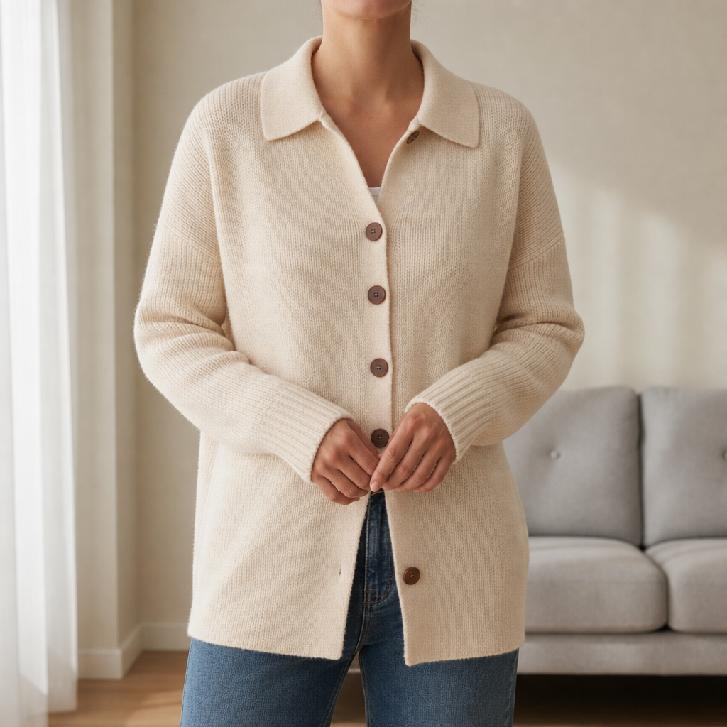 Gaeta Lapel Button-Up Cardigan in Apricot