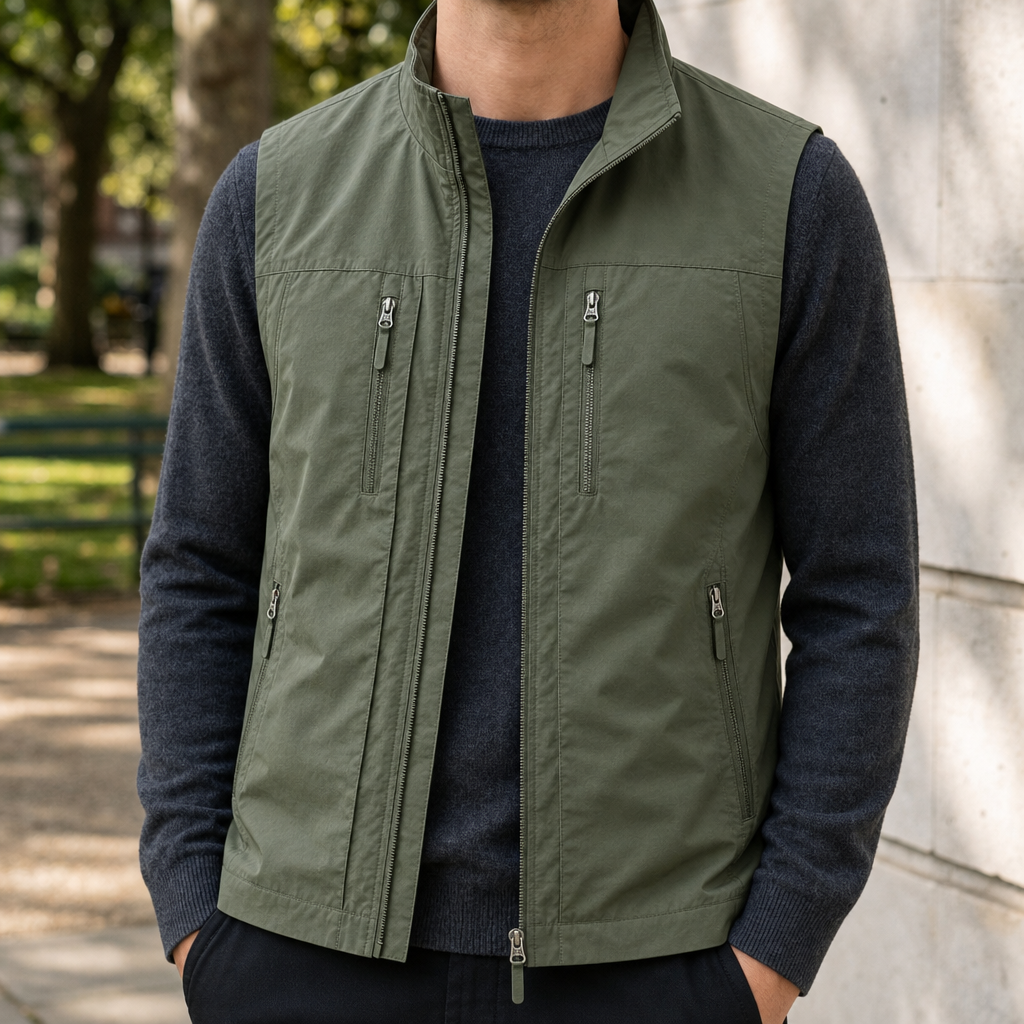 Roquebrune Multi-Pocket Utility Vest in Army Green