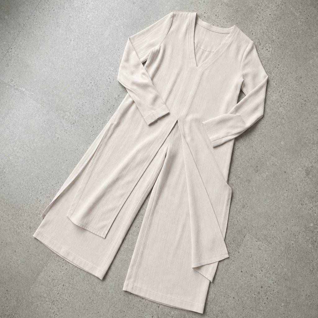 Trujillo Tunic & Wide Leg Set in Beige