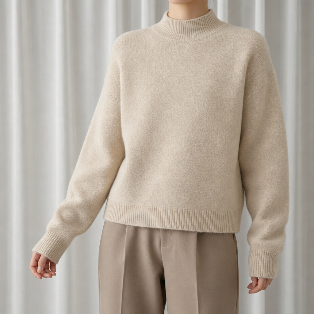 Biot Soft Mock Neck Sweater in Beige
