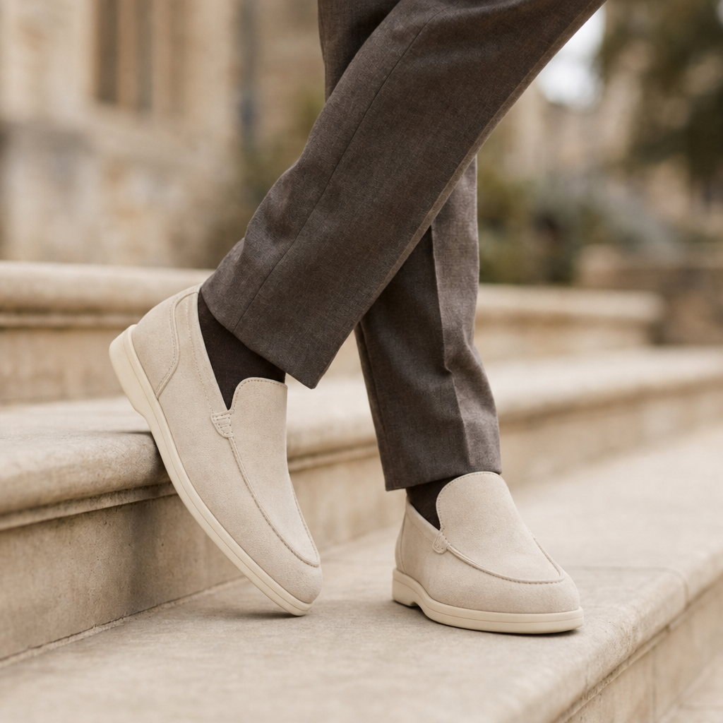 Formentor Suede Slip-On Loafers in Beige
