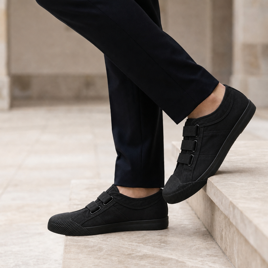Cinque Terre Color Block Canvas Sneakers in Black-Black