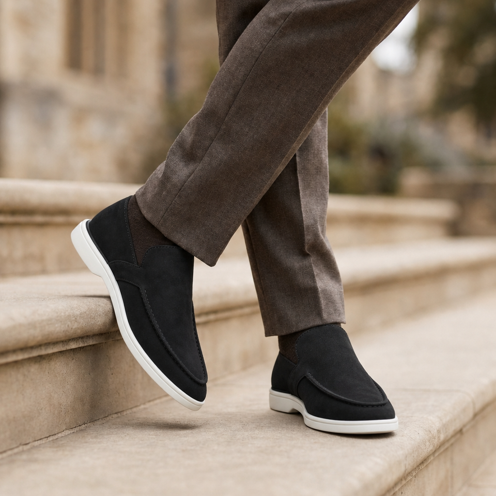 Nafplio Suede Loafer Mules in Black