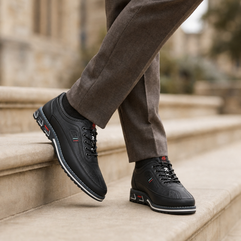 Cadaques Leather Casual Sneakers in Black