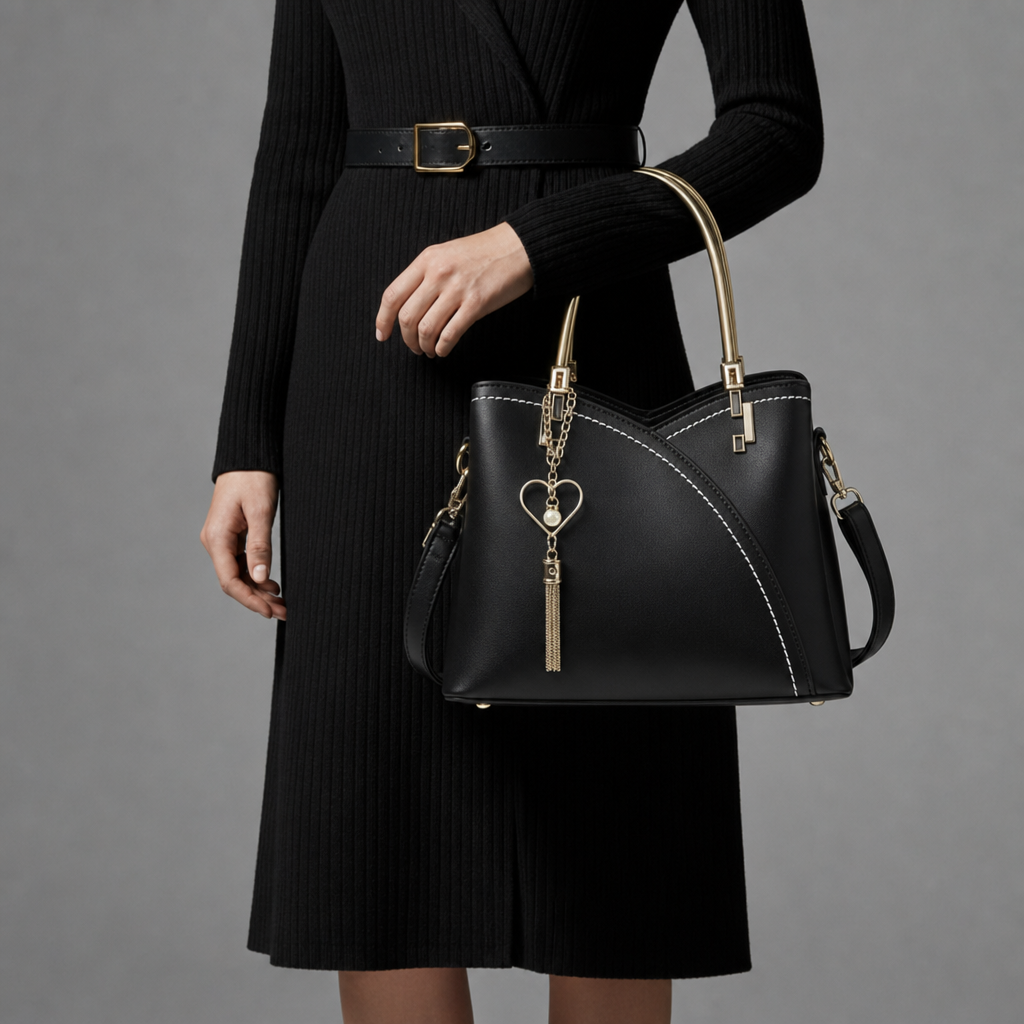 Delphi Dual-Tone Structured Handbag in Black