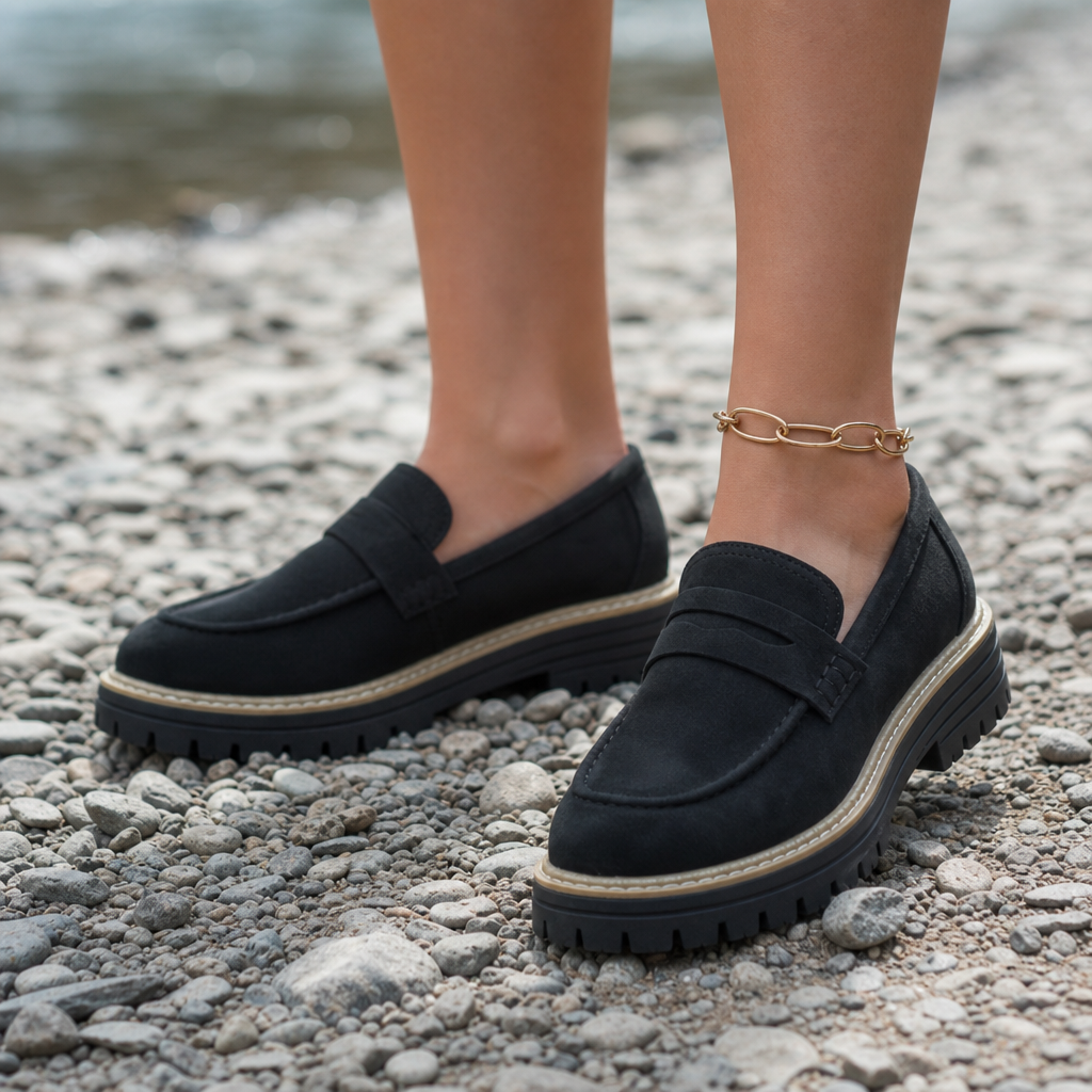 Monreale Platform Penny Loafers in Black