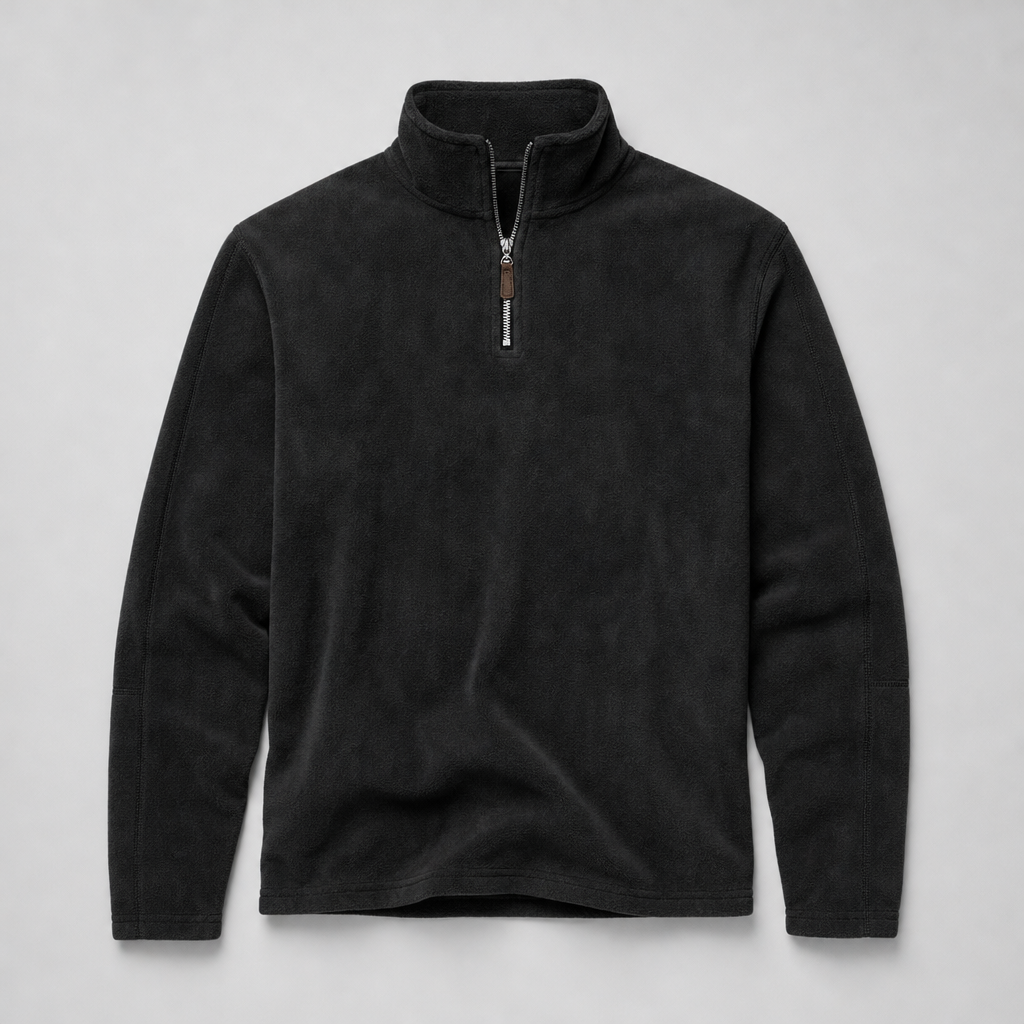 Braga Quarter-Zip Fleece Pullover in Black