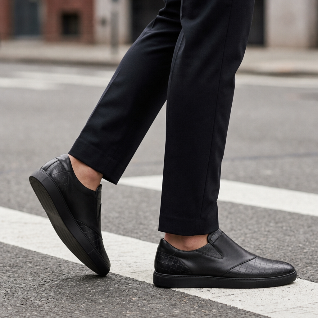 Patmos Two-Tone Leather Loafers in Black