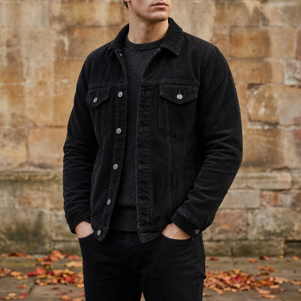 Gaeta Corduroy Work Jacket in Black