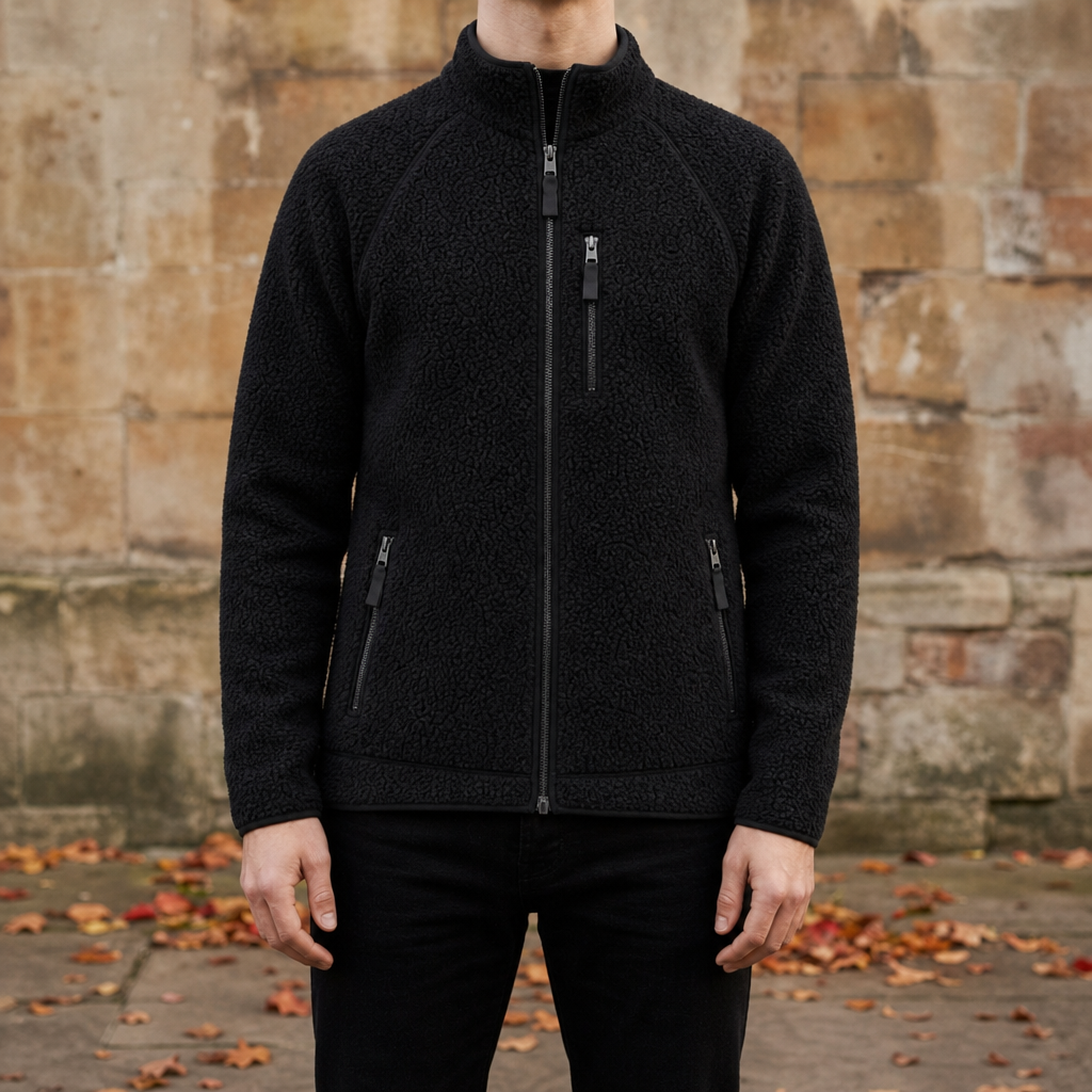 Segovia High-Pile Fleece Jacket in Black