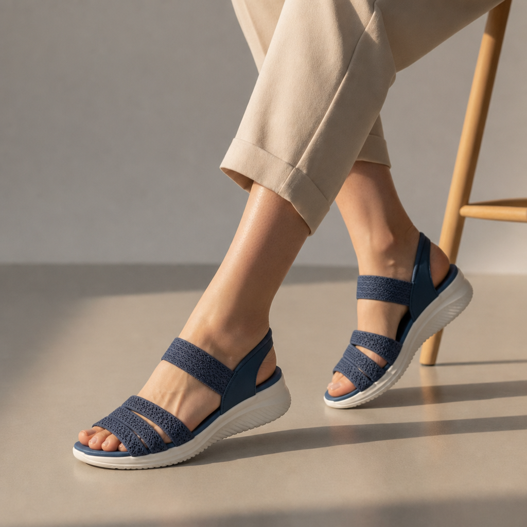 Rimini Orthopedic Knit Sandals in Blue