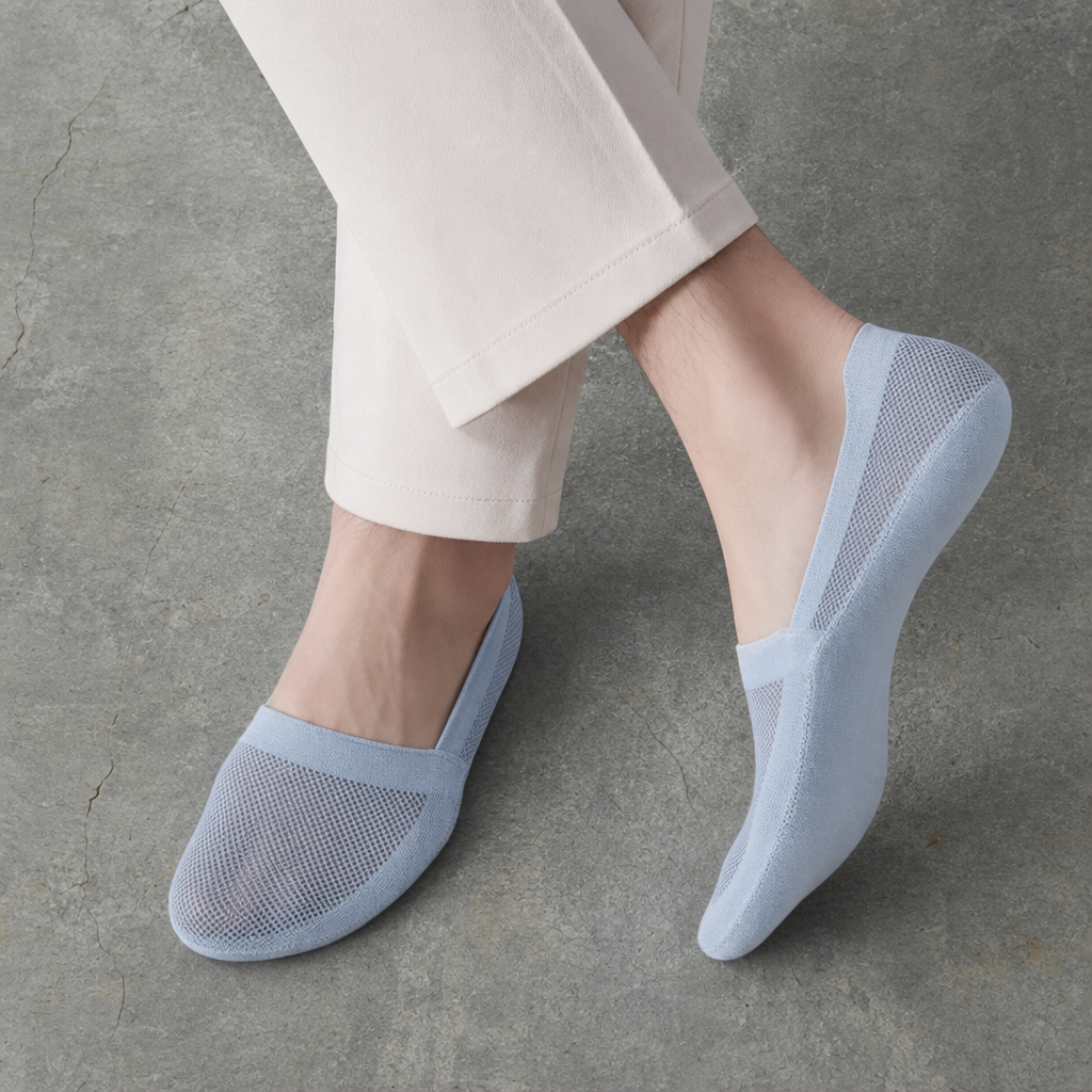 Sanremo Anti-Slip Mesh No-Show Socks in Blue