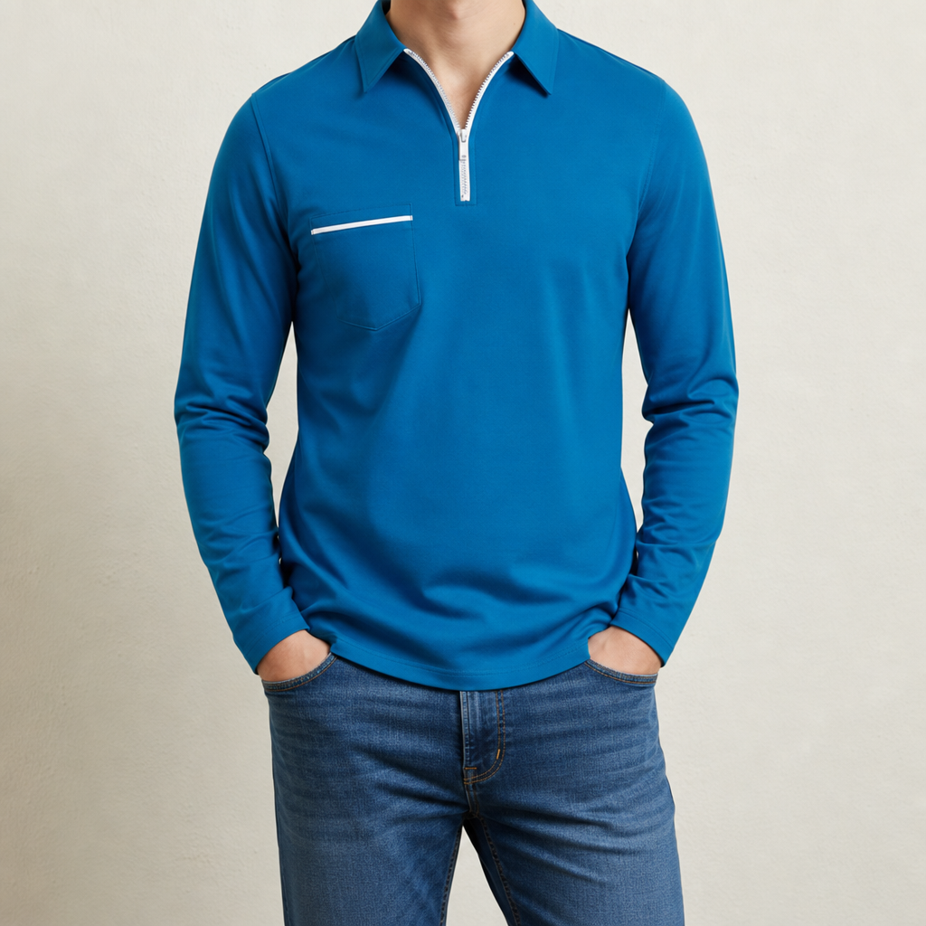 Ralphy Long Sleeve Polo Shirt in Blue