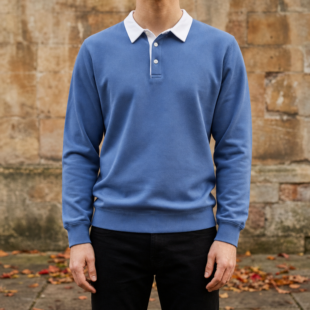 Skopelos Polo Collar Sweatshirt in Blue
