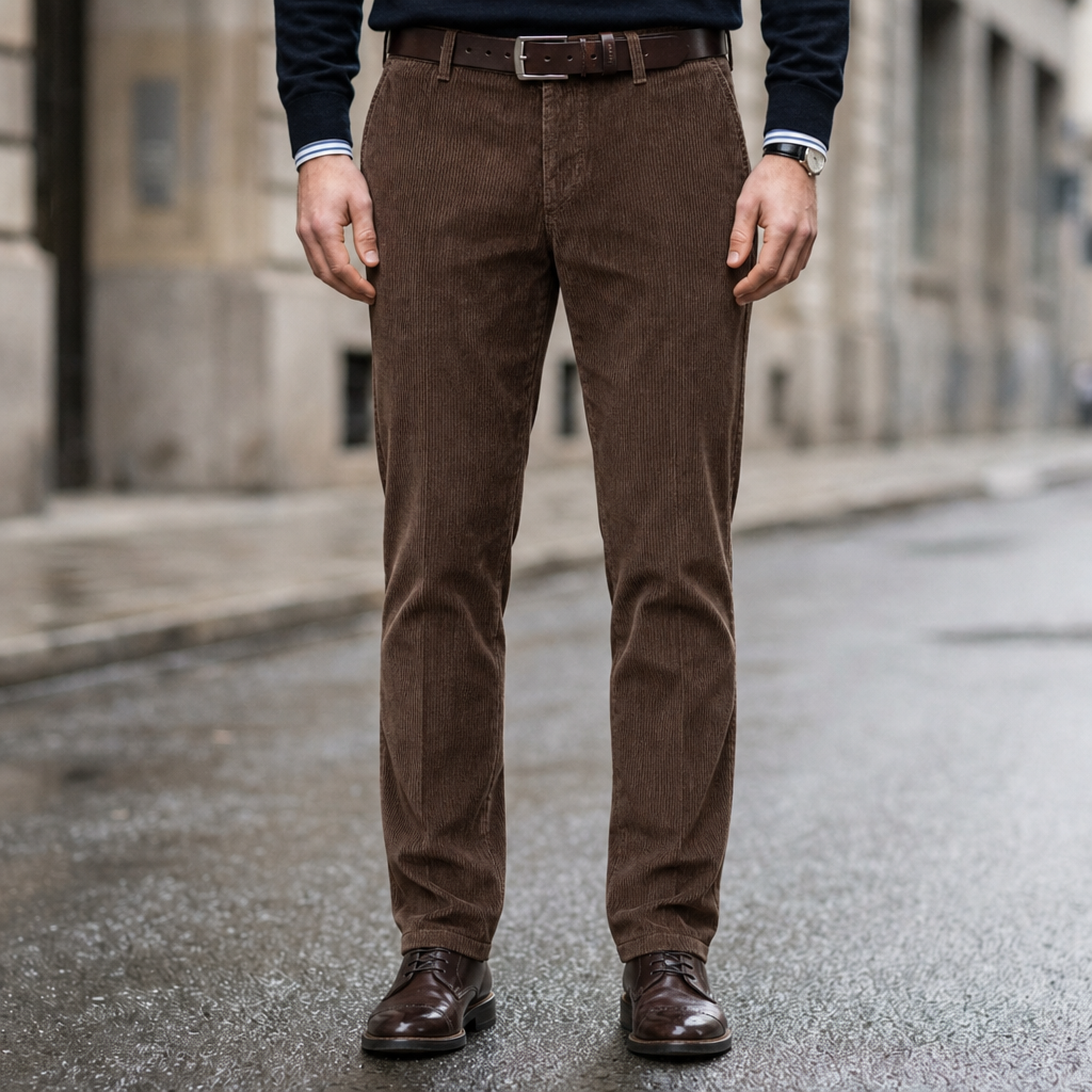 Lecce Slim Corduroy Trousers in Brown