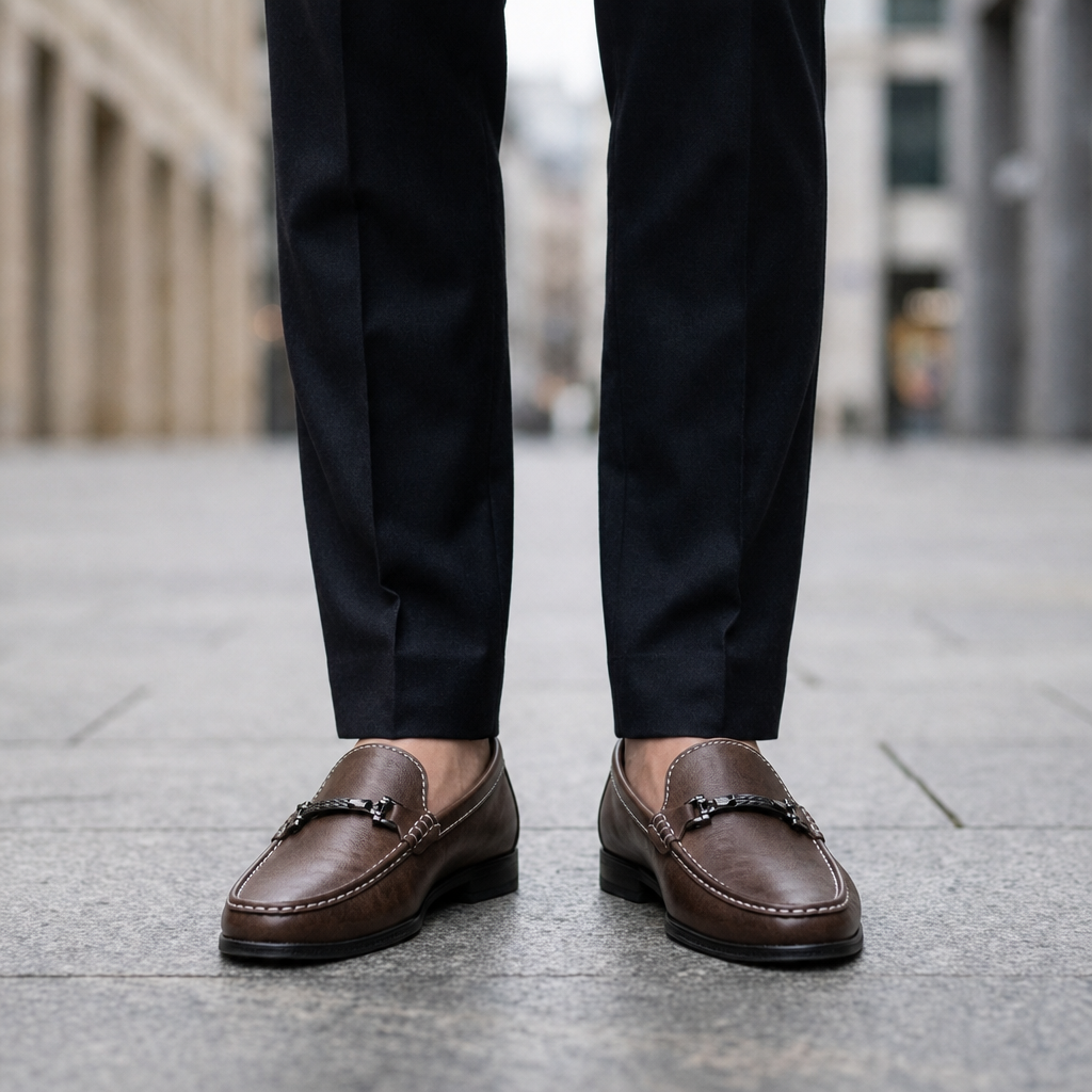 Sanlucar Metal Bit Leather Loafers in Chestnut Brown