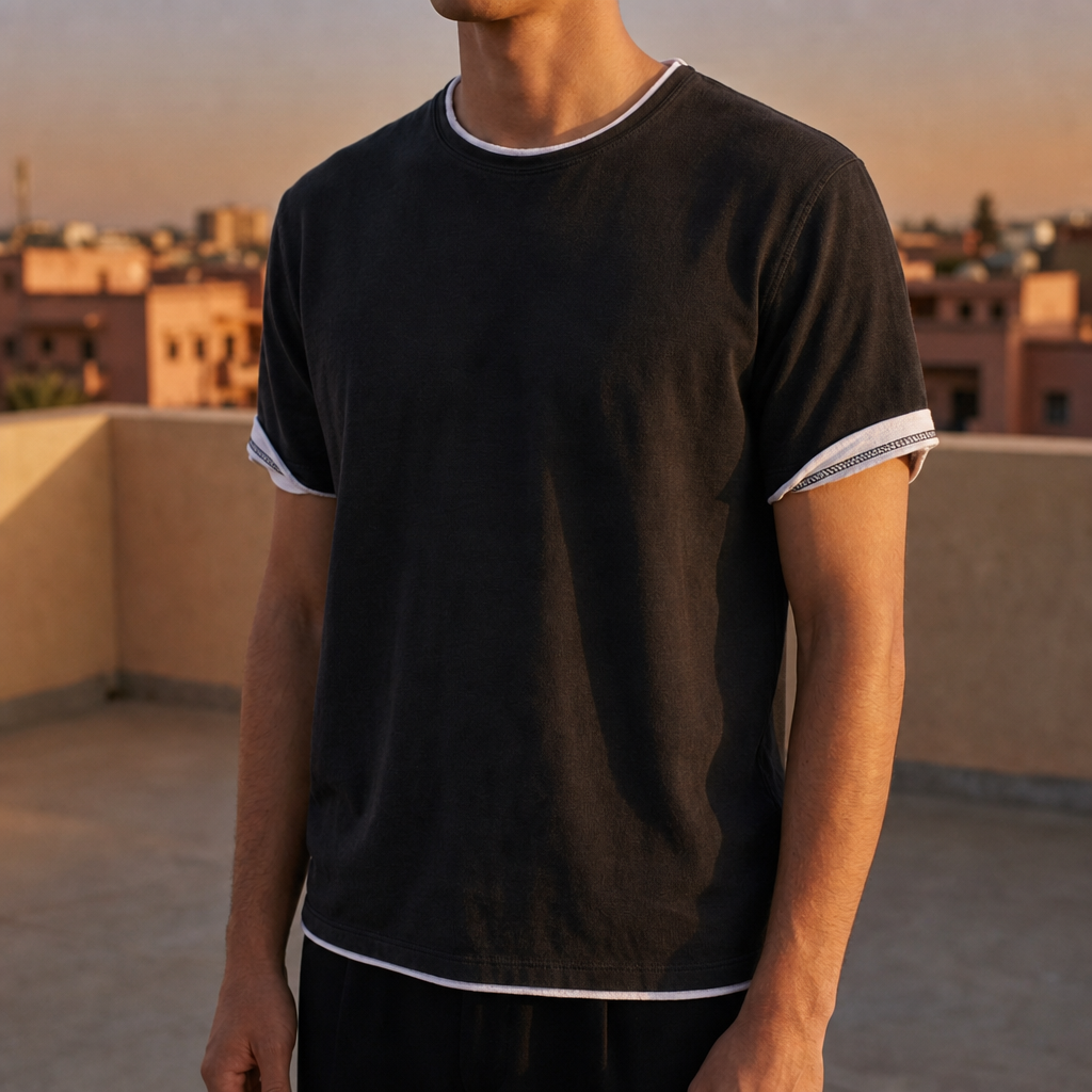 Albufeira Vintage Fit Cotton Tee in Classic Black