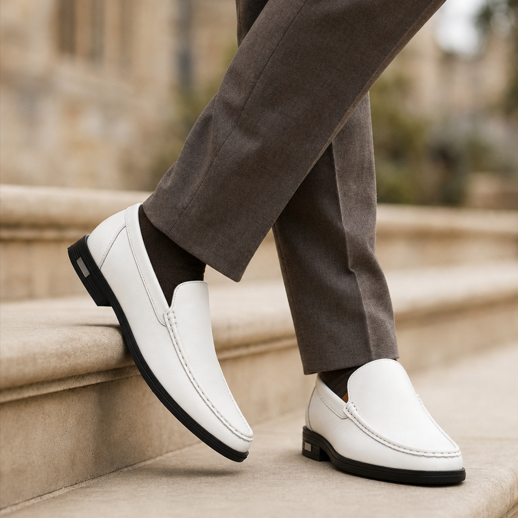 Oviedo Leather Slip-On Loafers in Classic White