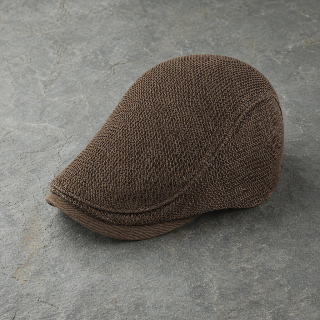 Hvar Mesh Ivy Flat Cap in Coffee
