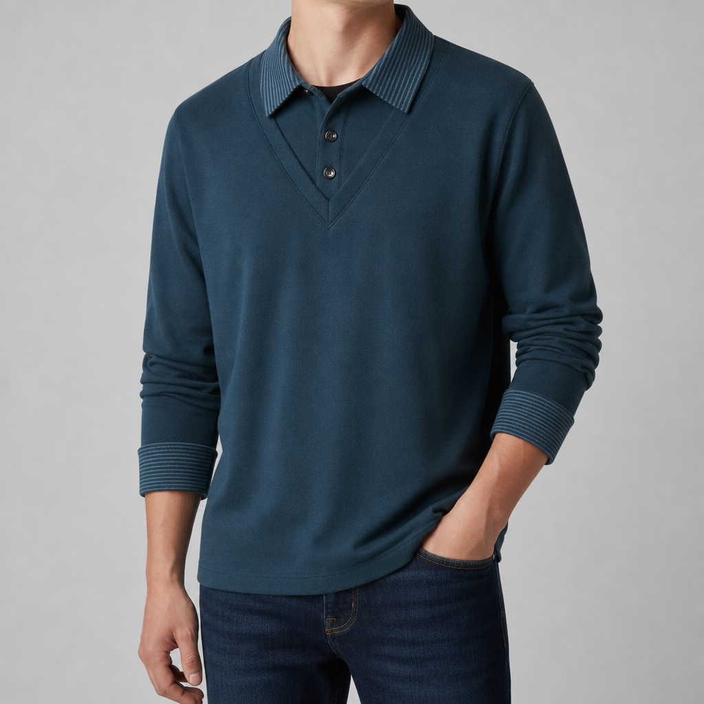 Skiathos Fleece Knit Sweater Shirt in Cyan