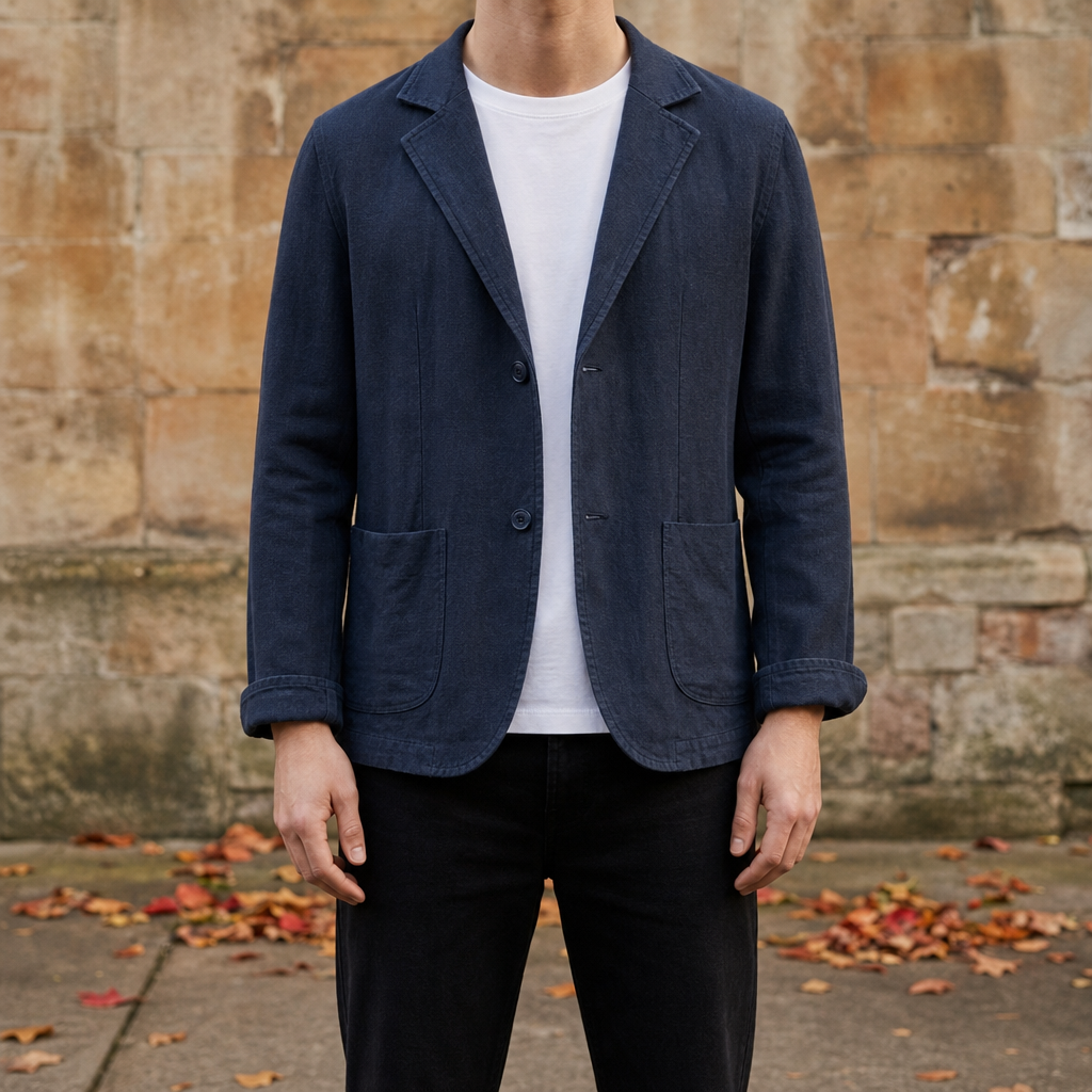 Rapallo Casual Linen Blazer in Dark Blue
